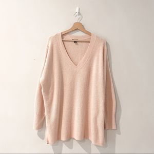 Halogen Cozy Baby Pink V-Neck Sweater